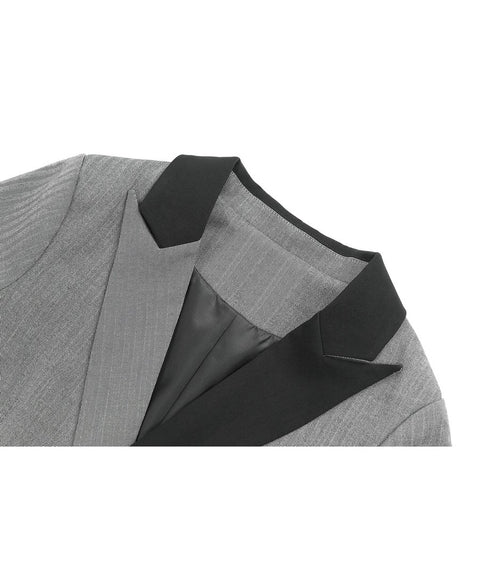 Contrast Lapel Sharp Tailored Jacket